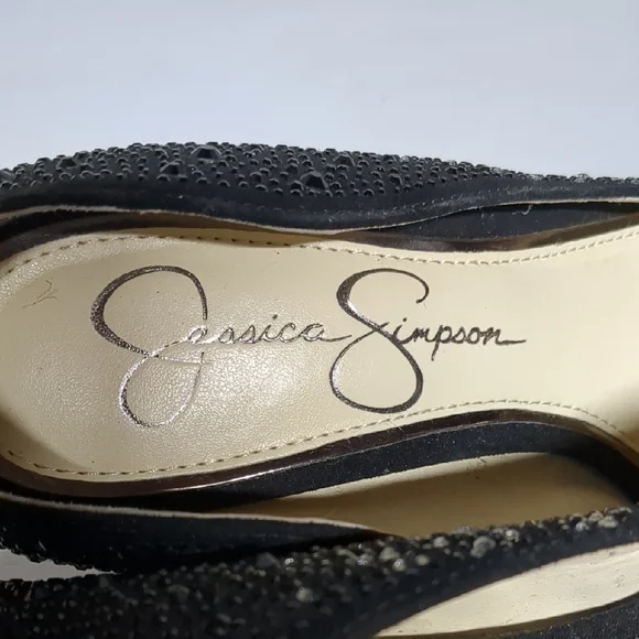 Jessica Simpson Black Bedazzled Rhinestone Stiletto Heels Size 8 - Picture 2 of 9